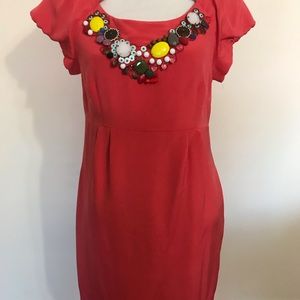 Phoebe dress sz8 new silk embellished coral